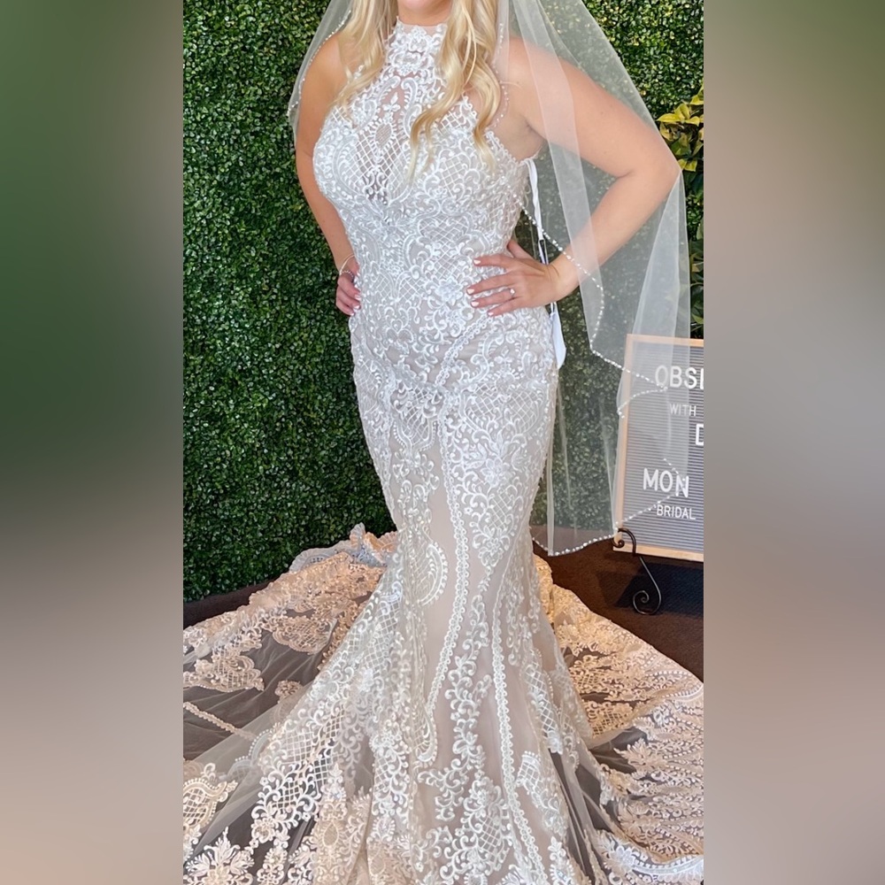 Elegant Eddy K Lace High Neck Wedding Dress